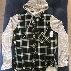 Large Ardene Black-Green Checkered Hoodie